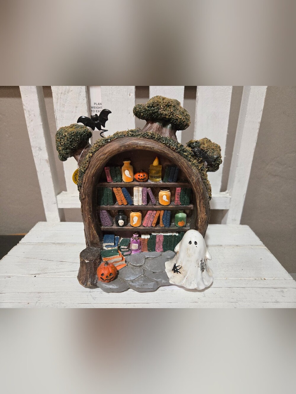 Ashland Haunted Library Halloween Miniature Bookshelf With Ghost - Picture 2 of 3